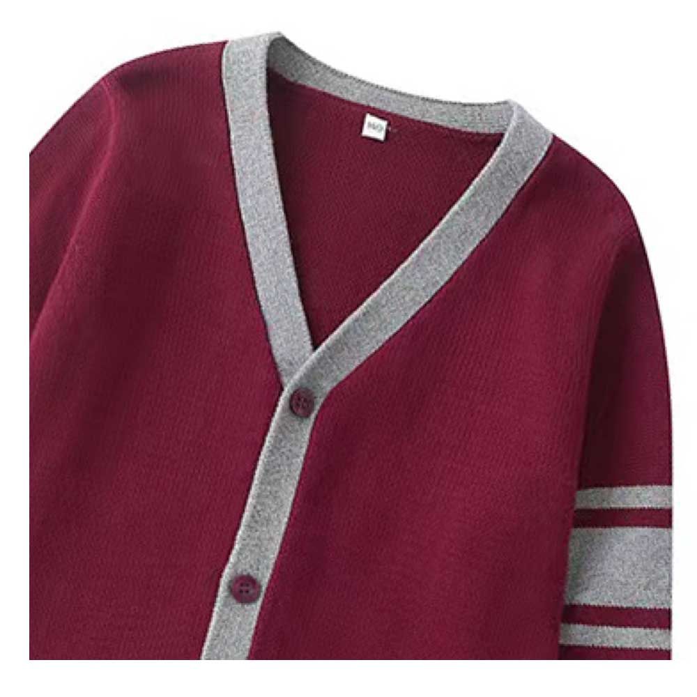 Sugar Rush - Solid V-Neck Full Sleeves Sweater - Maroon