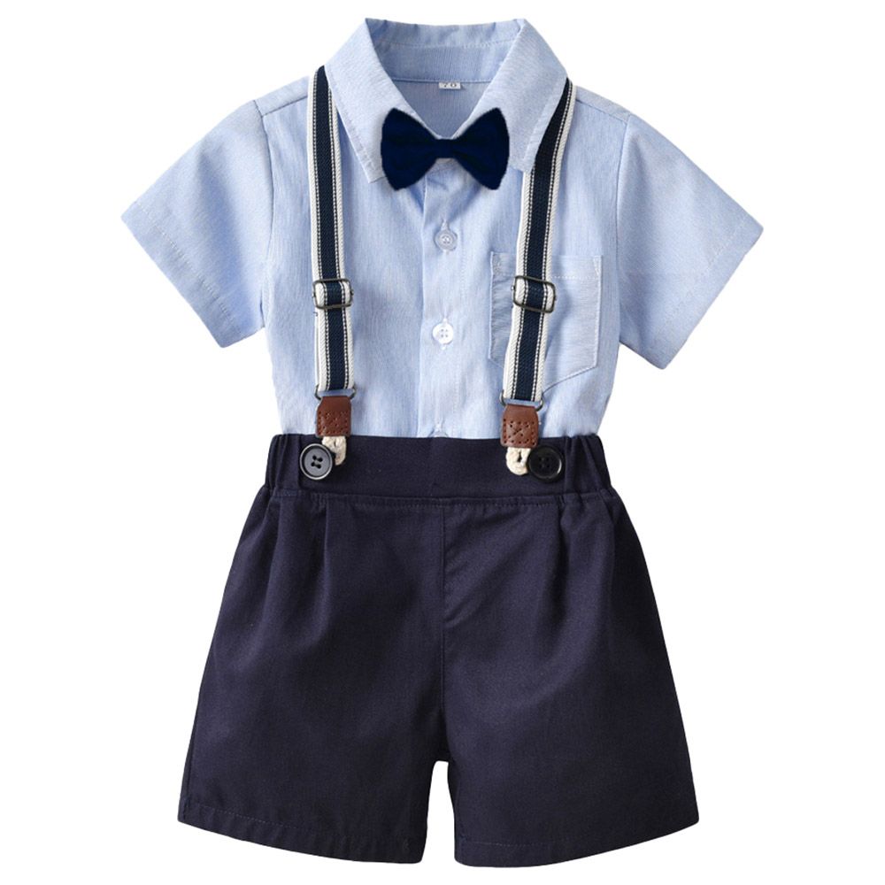 Sugar Rush - 2pc-set - Solid Short Sleeves Shirt & Shorts - Blue