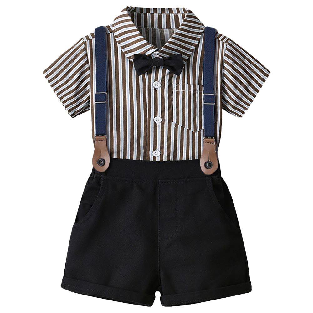 Sugar Rush - 2pc-set - Boys Striped Shirt & Shorts - Black