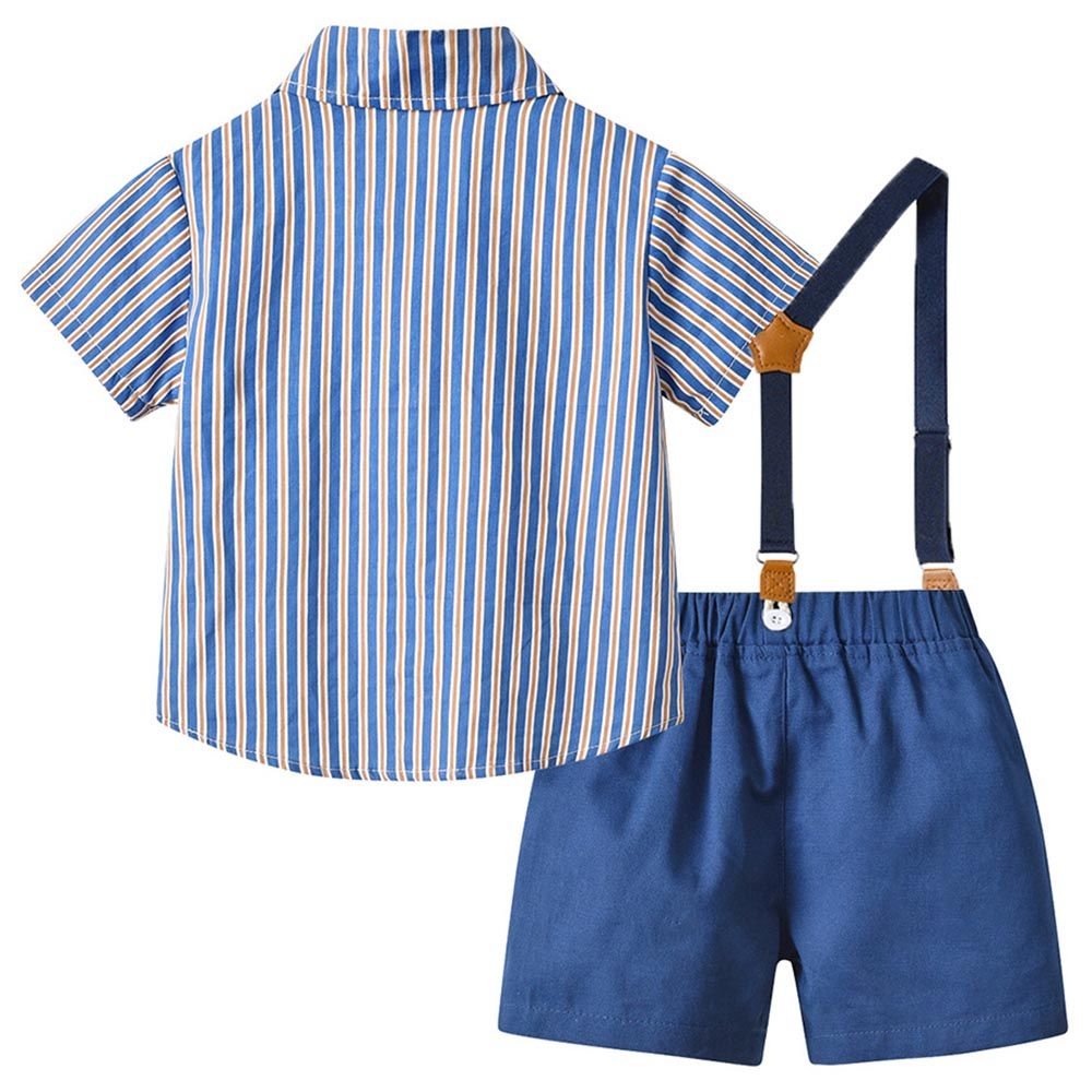 Sugar Rush - 2pc-set - Boys Striped Shirt & Shorts - Dark Blue