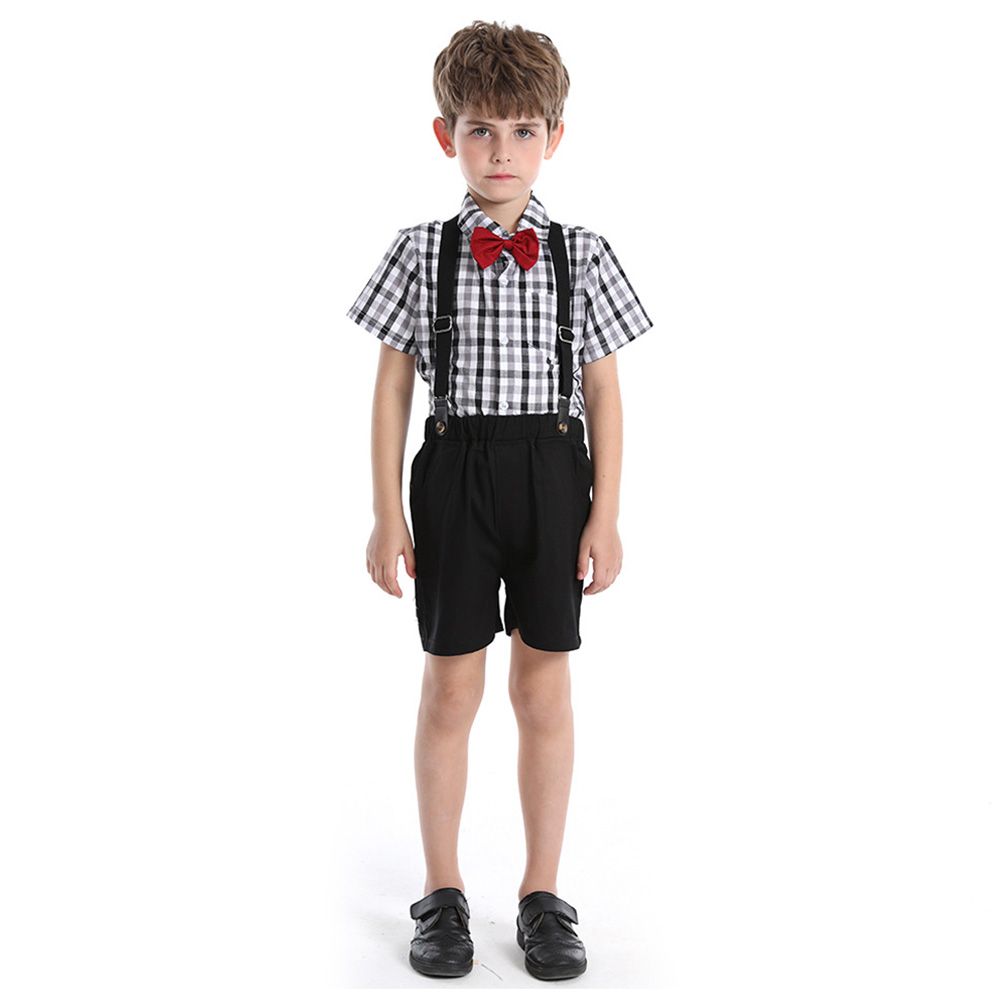 Sugar Rush - 2pc-set - Boys Checked Shirt & Shorts - Black