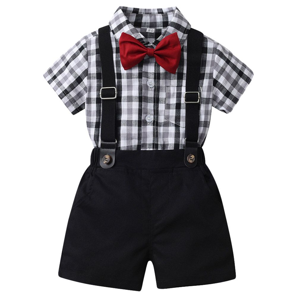 Sugar Rush - 2pc-set - Boys Checked Shirt & Shorts - Black