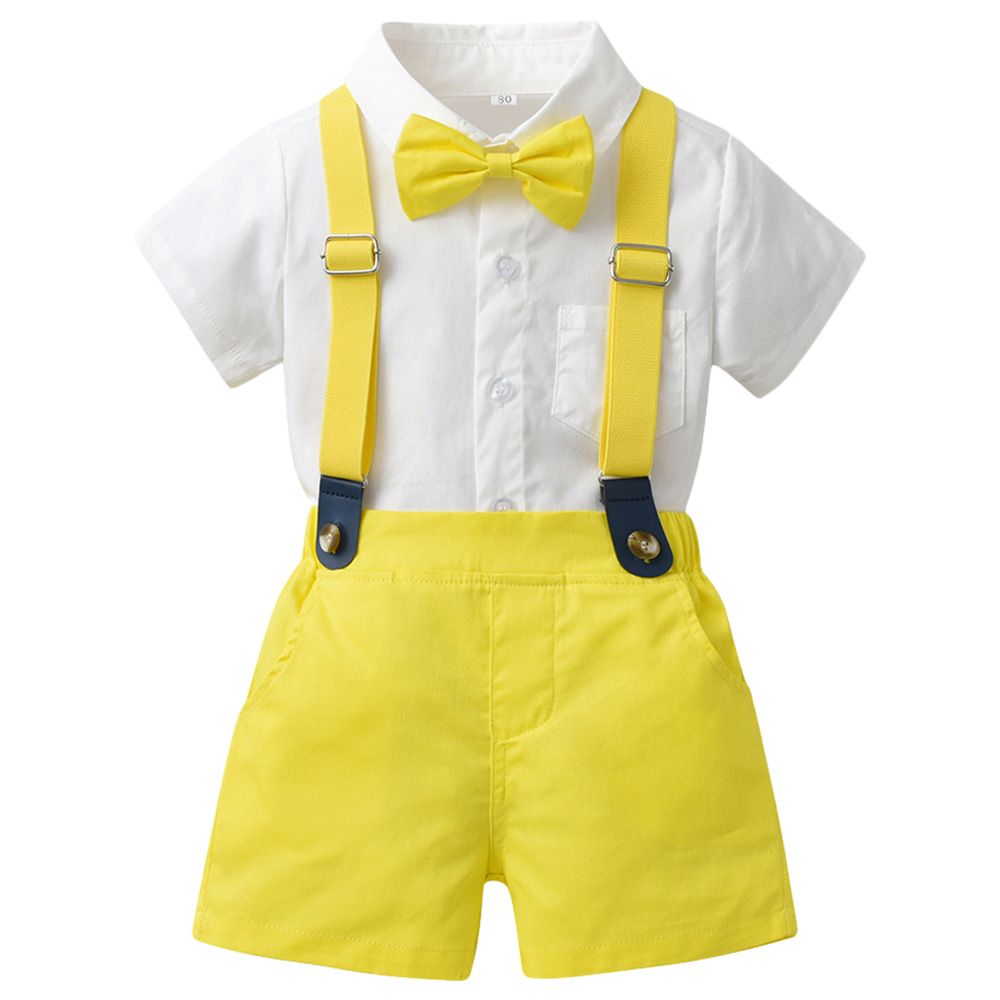 Sugar Rush - 2pc-set - Boys Solid Shirt & Shorts - Yellow