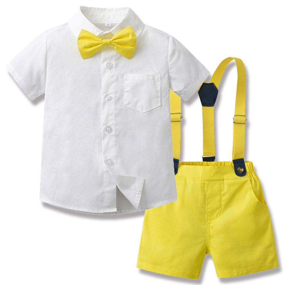 Sugar Rush - 2pc-set - Boys Solid Shirt & Shorts - Yellow