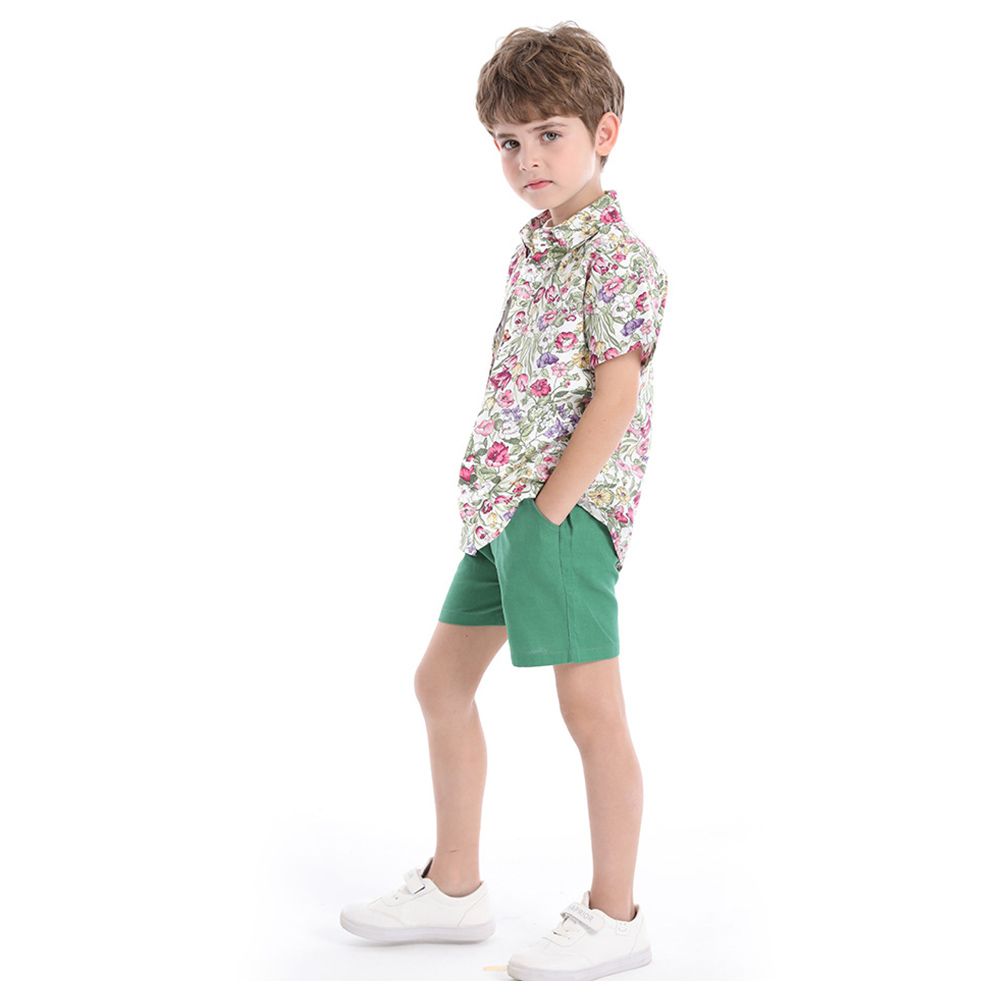 Sugar Rush - 3pc-Set - T-Shirt Floral Shirt & Shorts - Pink