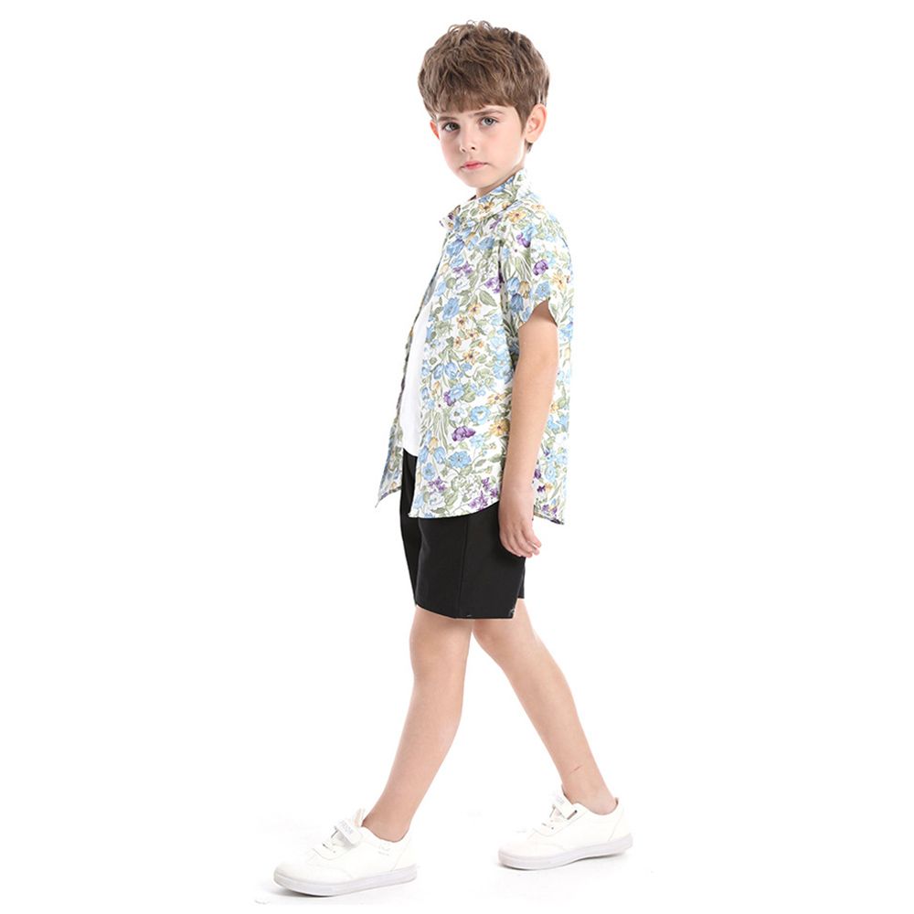 Sugar Rush - 3pc-Set - T-Shirt Floral Shirt & Shorts - Blue