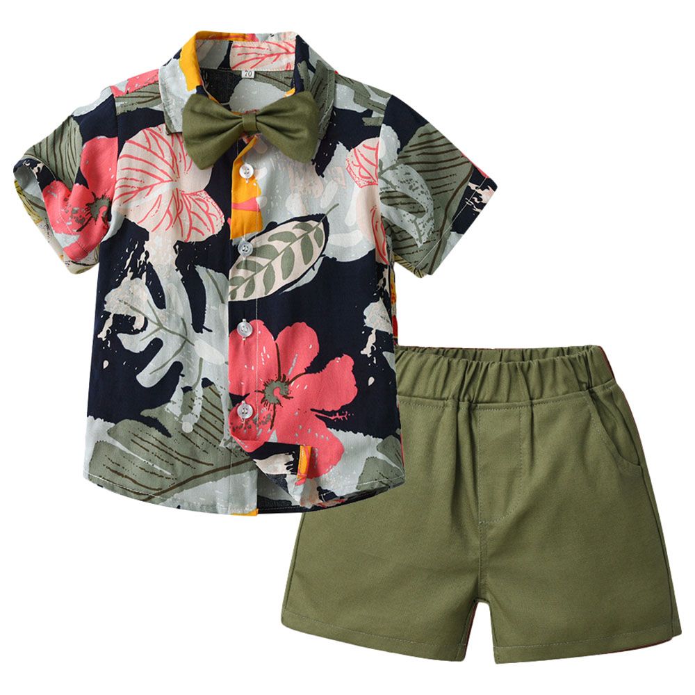 Sugar Rush - 2pc-set - Short Sleeves Shirt & Shorts - Green