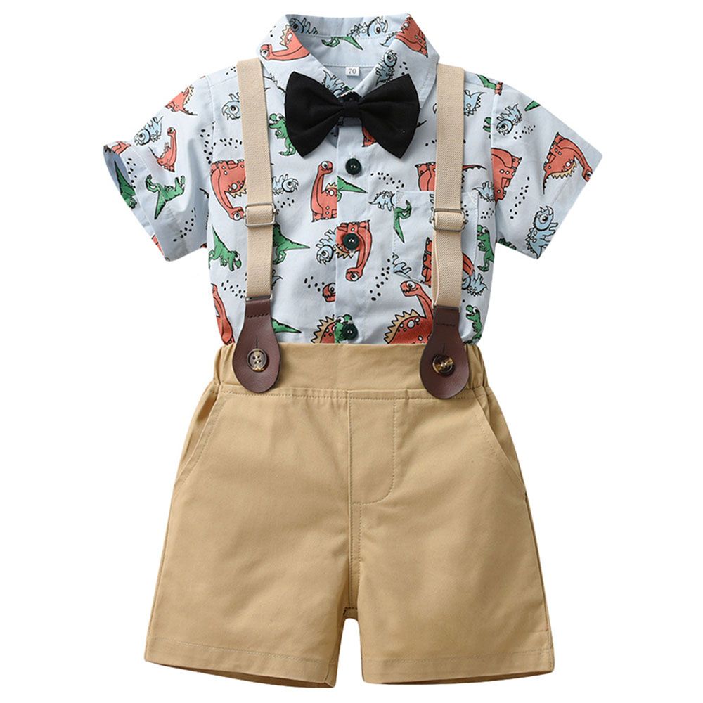 Sugar Rush - 2pc-set - Boys Printed Shirt & Shorts - Blue/Khaki