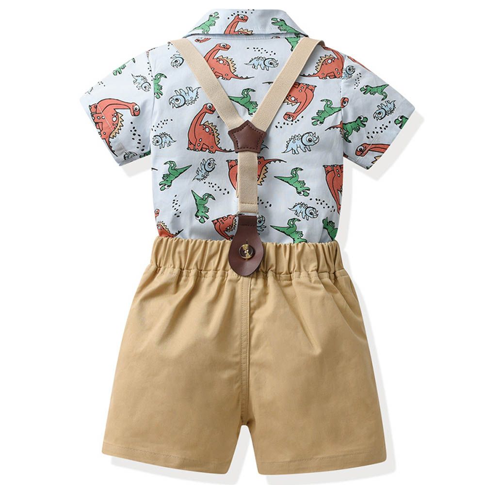 Sugar Rush - 2pc-set - Boys Printed Shirt & Shorts - Blue/Khaki