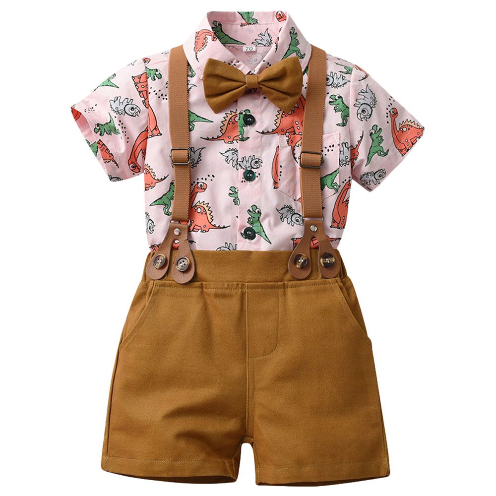 Sugar Rush - 2pc-set - Boys Printed Shirt & Shorts - Pink