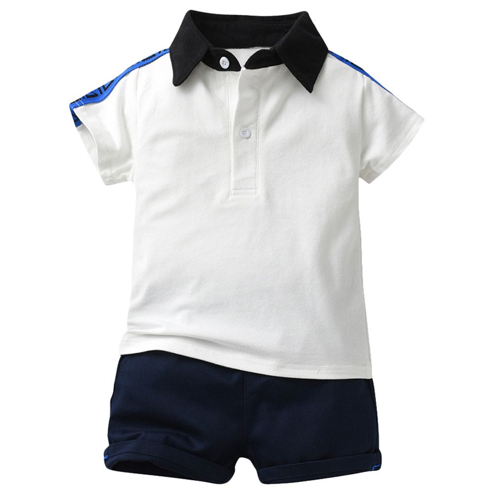 Sugar Rush - 2pc-Set - Boys Solid Polo T-Shirt & Shorts - White