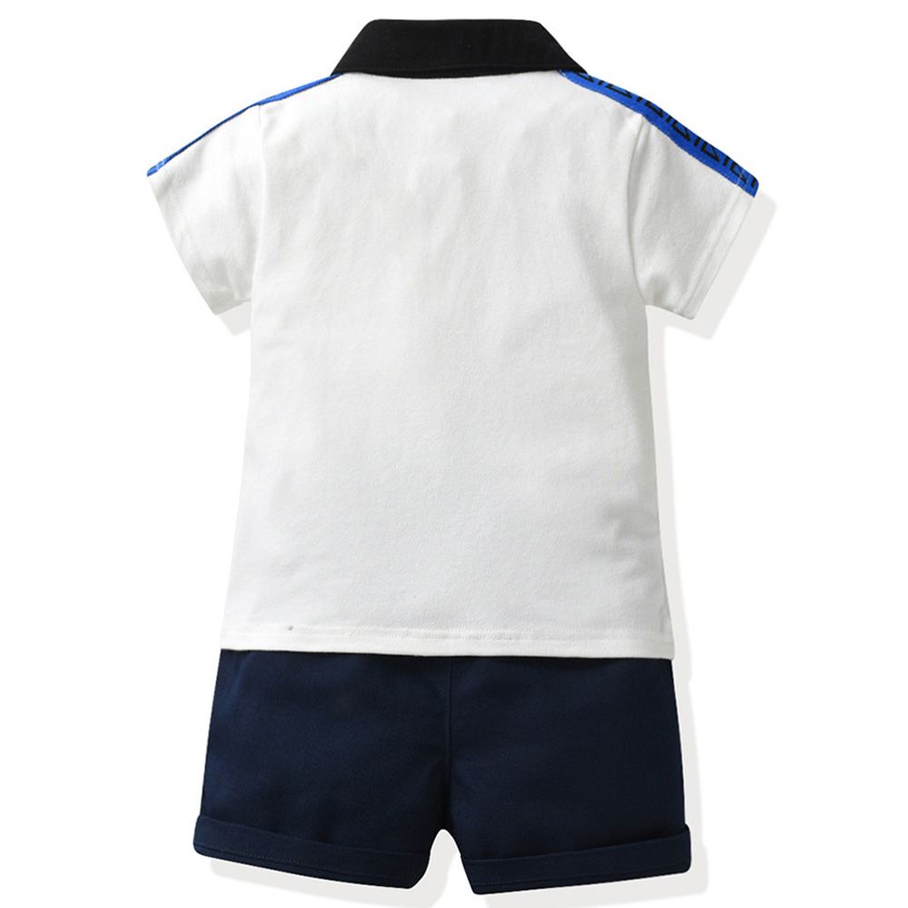 Sugar Rush - 2pc-Set - Boys Solid Polo T-Shirt & Shorts - White