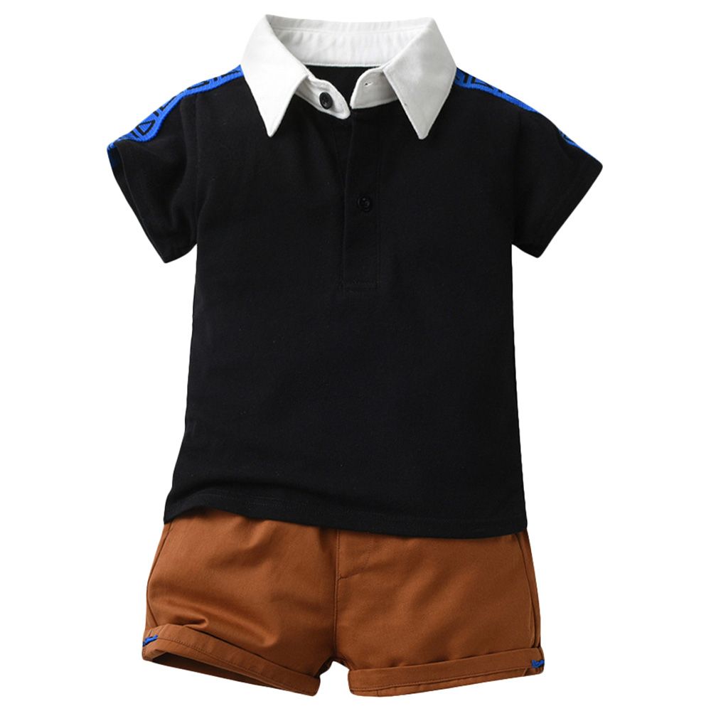 Sugar Rush - 2pc-Set - Boys Solid Polo T-Shirt & Shorts - Black