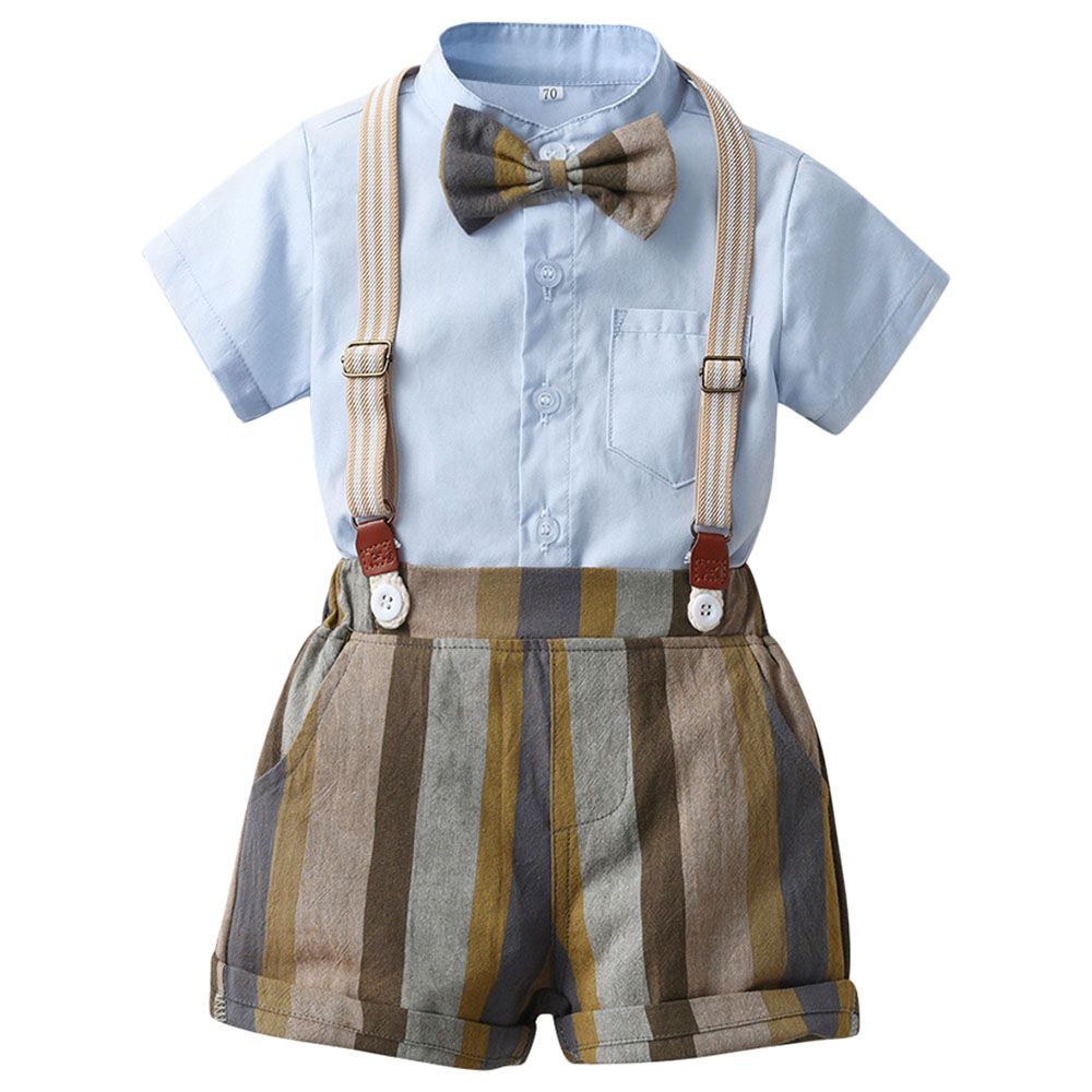 Sugar Rush - 2pc-set - Boys Striped Shirt & Shorts - Light Blue