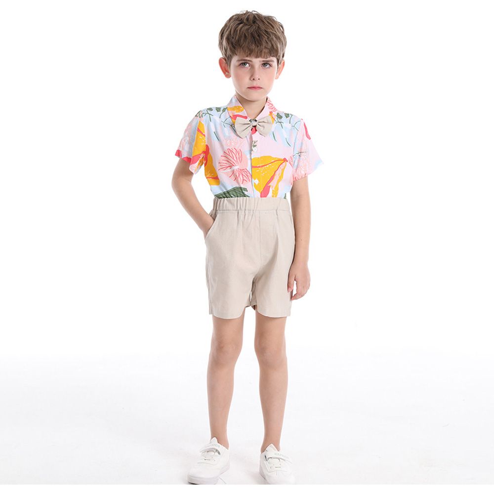 Sugar Rush - 2pc-Set - Printed Short Sleeves Shirt & Shorts - Grey