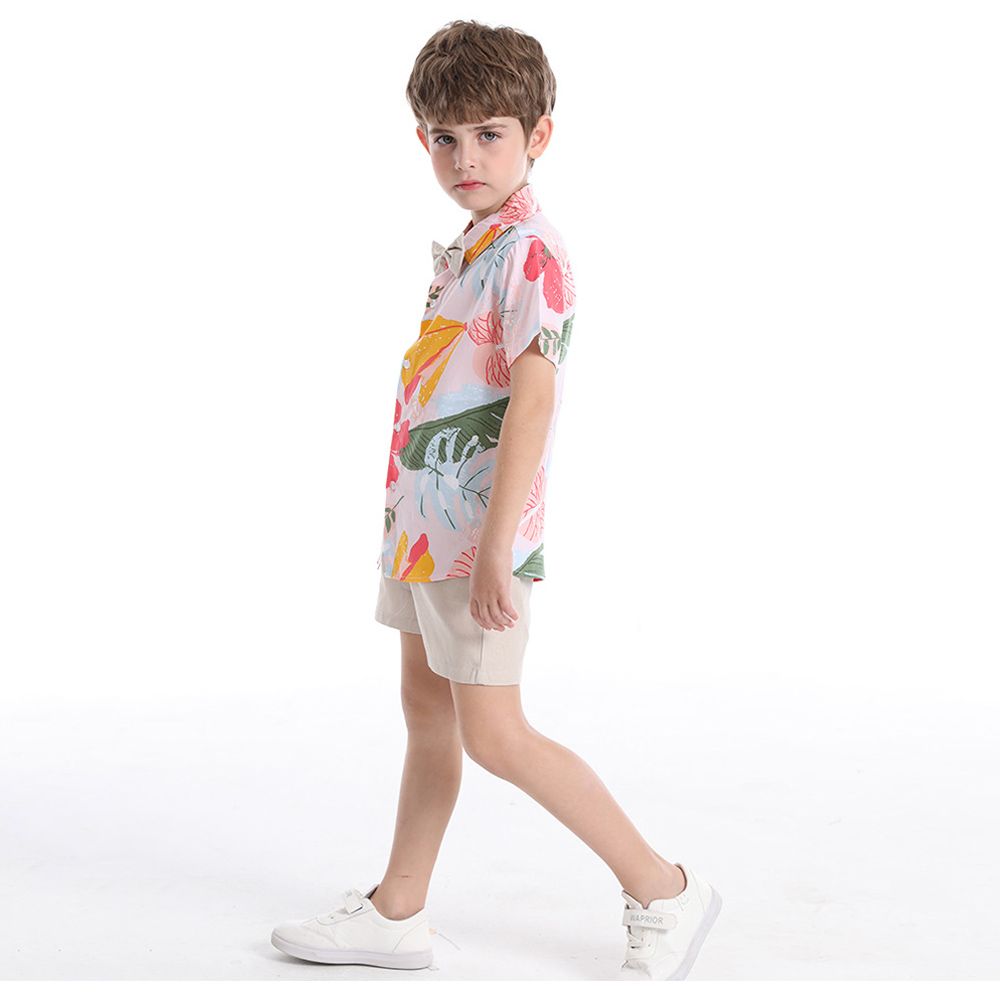 Sugar Rush - 2pc-Set - Printed Short Sleeves Shirt & Shorts - Grey