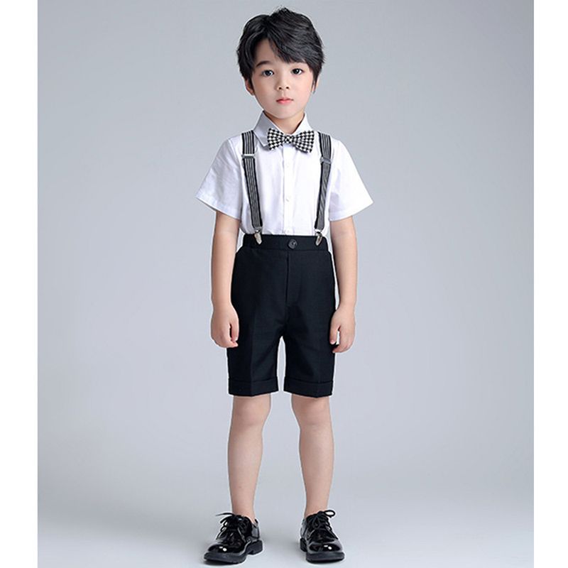 Sugar Rush - 2pc-set - Boys Solid Shirt & Shorts - White/Black