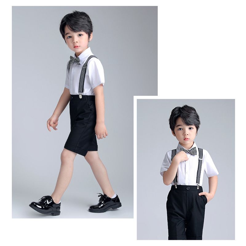 Sugar Rush - 2pc-set - Boys Solid Shirt & Shorts - White/Black