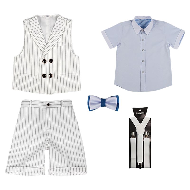 Sugar Rush - 3pc-set - Boys Striped Party Wear - White/Blue