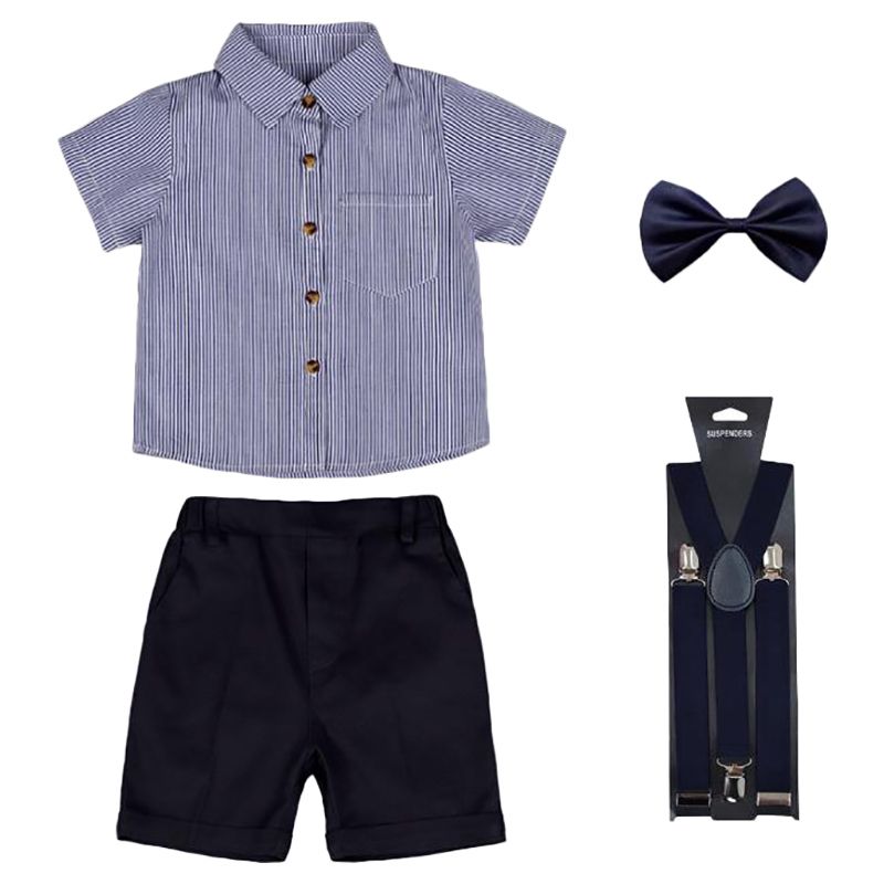 Sugar Rush - 2pc-set - Boys Striped Classic Shirt & Pants - Blue