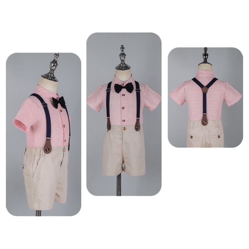 Sugar Rush - 2pc-set - Striped Classic Shirt & Shorts - Pink