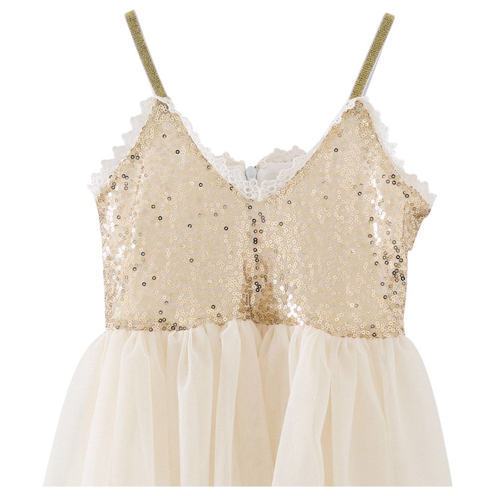 Sugar Rush - V Neck Sleeveless Party Dress - Champagne