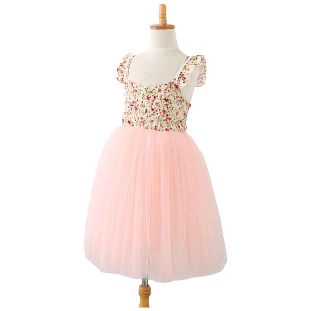 Sugar Rush - Floral Regular Square-Neck Party Dress - Pink