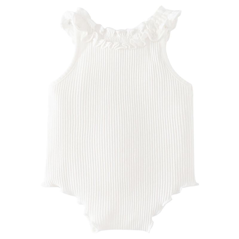 Sugar Rush - Laced Round Neck Sleeveless Bodysuit - White