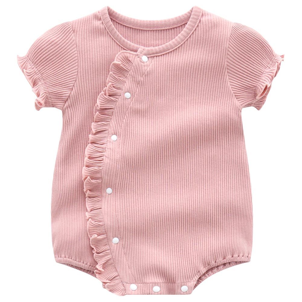 Sugar Rush - Girls Solid Short Sleeves Bodysuit - Pink