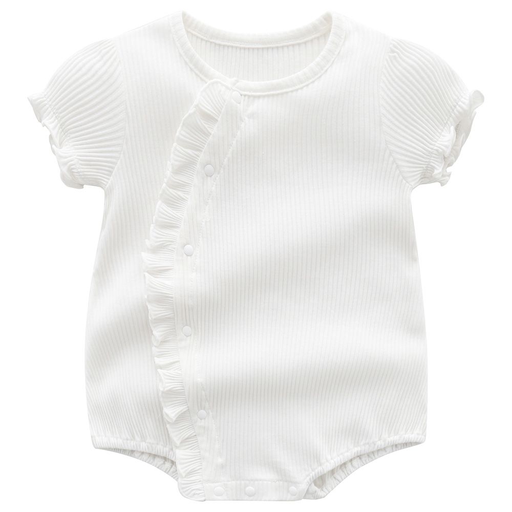 Sugar Rush - Girls Solid Short Sleeves Bodysuit - White