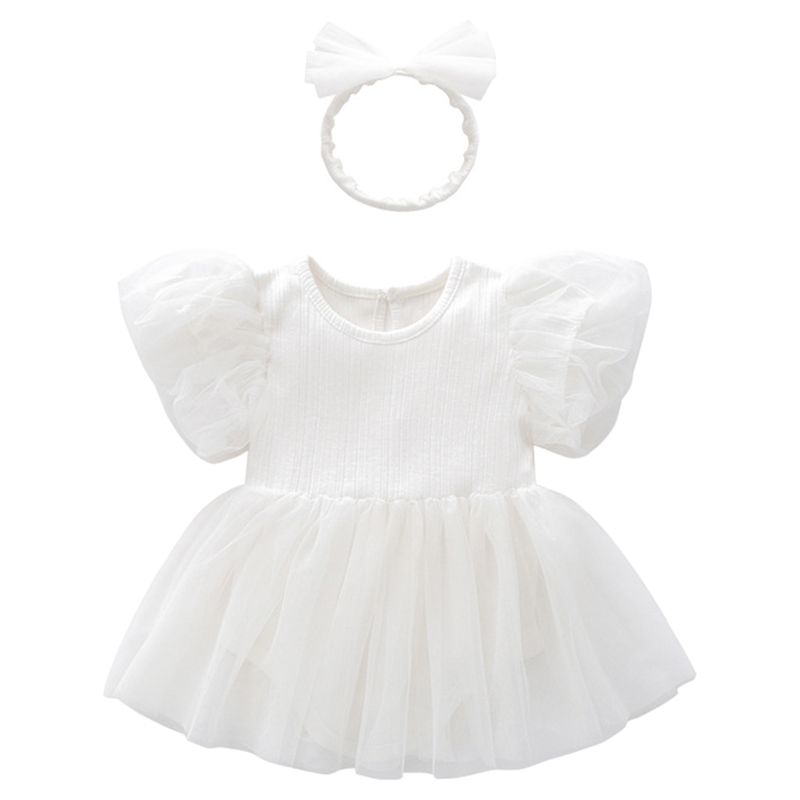 Sugar Rush - Girls Solid Round Neck Bodysuit - White