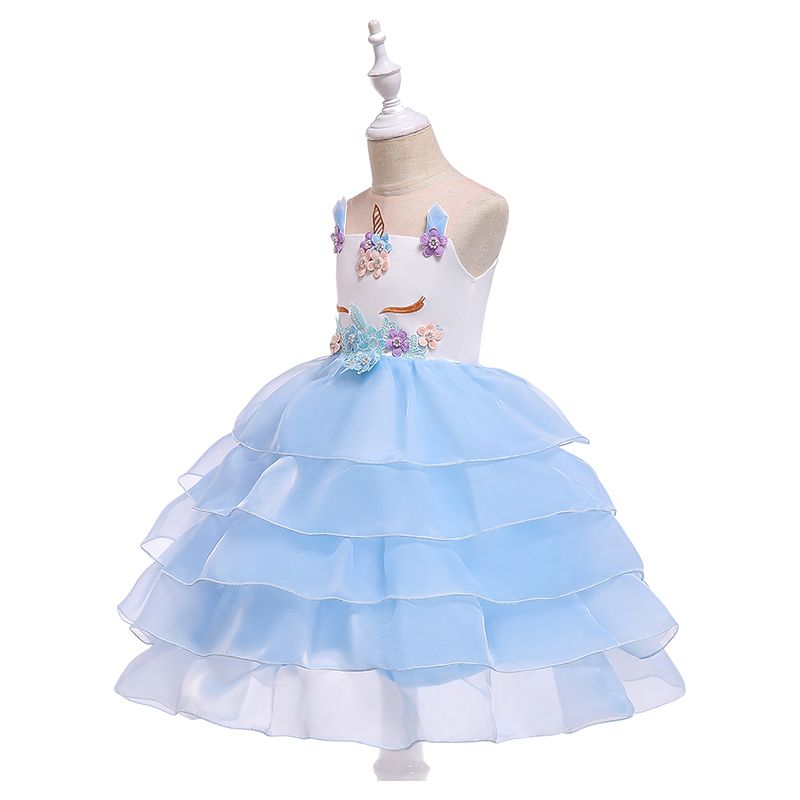 Super Cute - Unicorn Sleeveless Party Dress - Blue