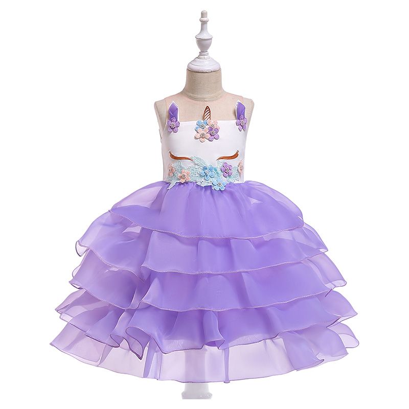 Super Cute - Unicorn Sleeveless Party Dress - Purple