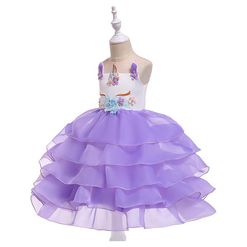 Super Cute - Unicorn Sleeveless Party Dress - Purple