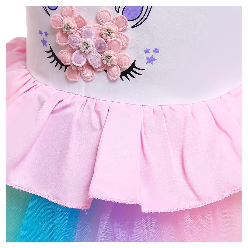 Super Cute - Unicorn Printed Tutu Party Dress - Pink