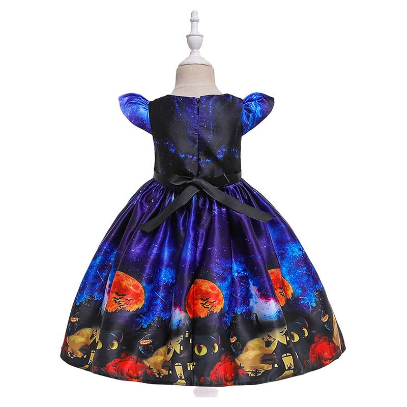 Super Cute - Halloween Printed Party Dress - Blue