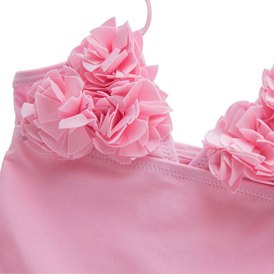 Sugar Rush - Pink Flower 1-pc Swimwear + Swimcap