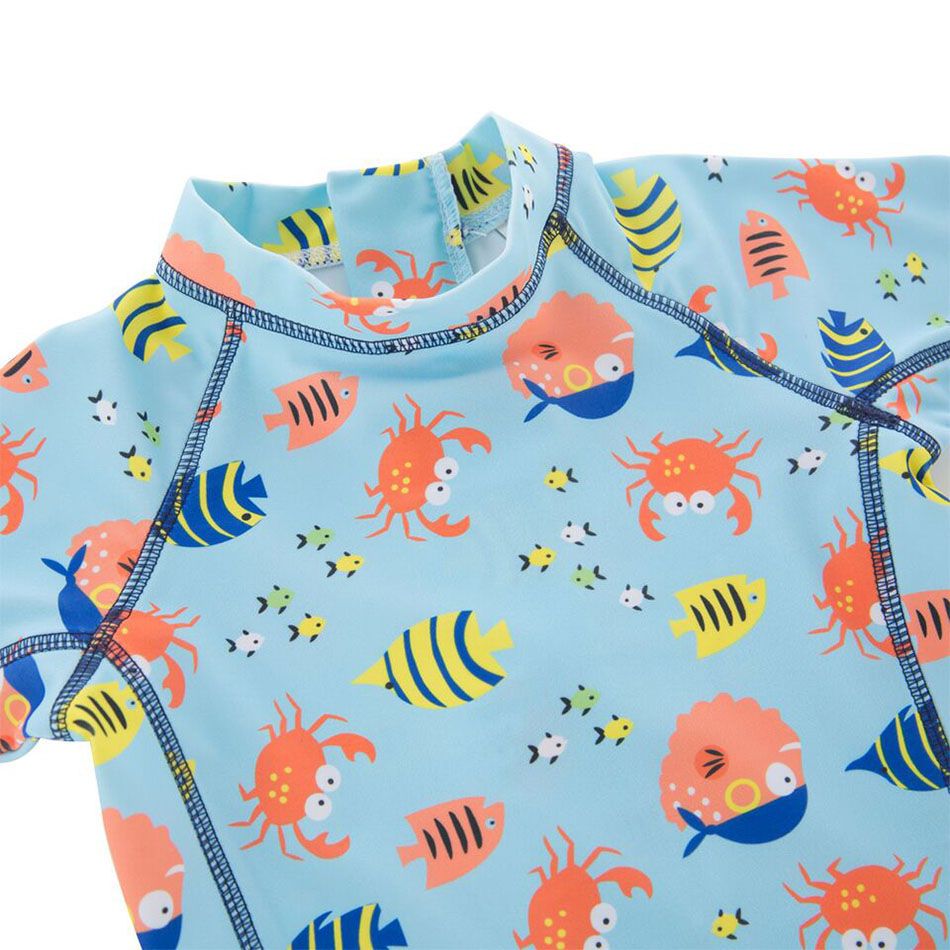 Super Cute - Blue Fish-Themed 1-pc Wetsuit + Swimcap