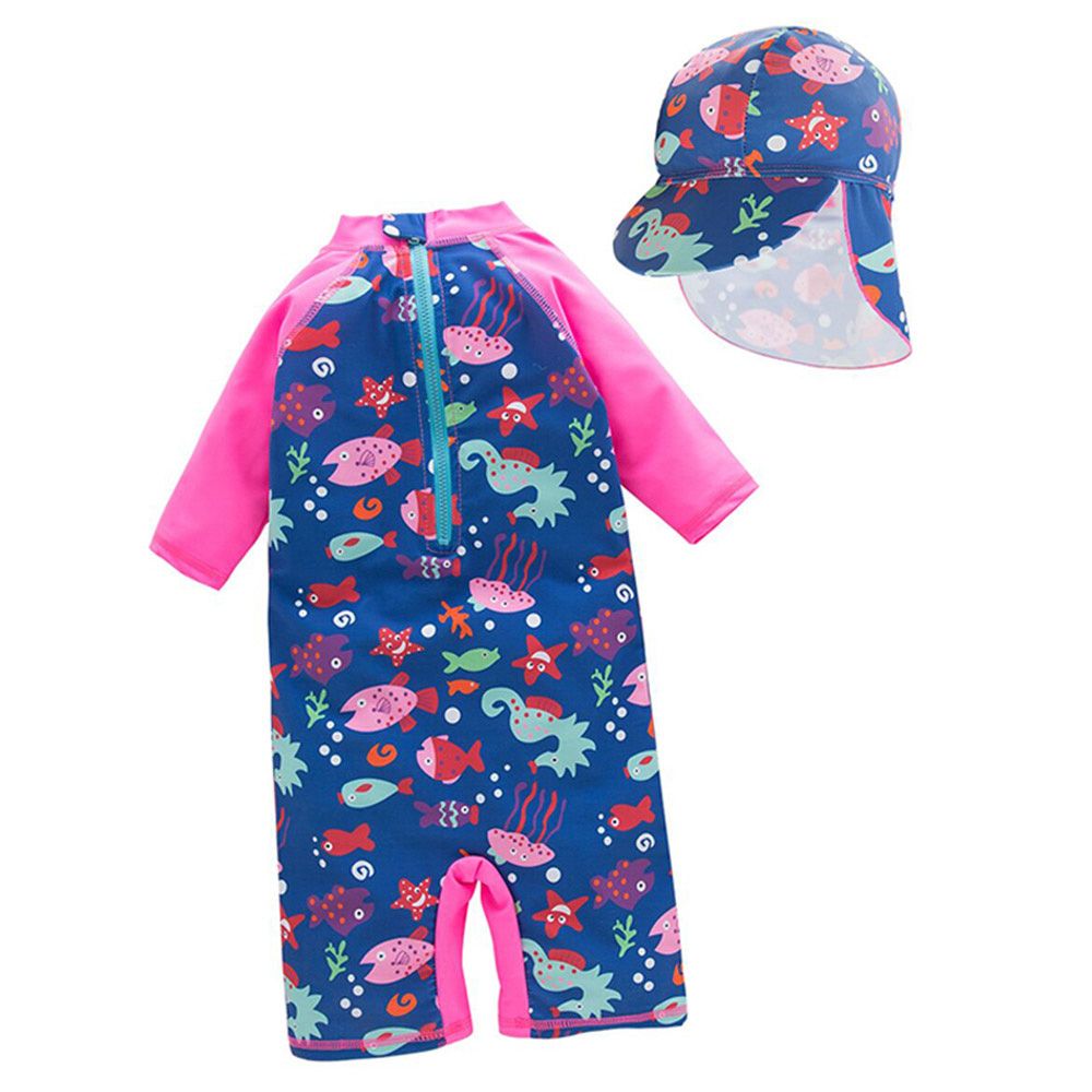 Sugar Rush - Multi-Color Print Bodysuit + Swimcap