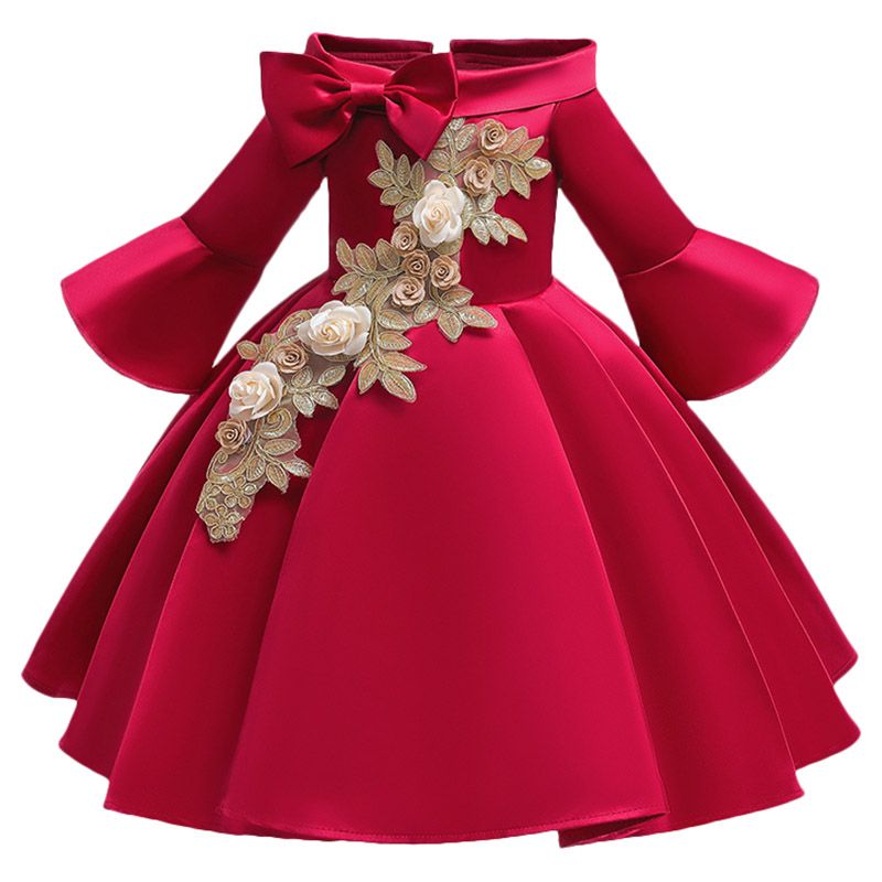 Sugar Rush - Appliqued Off Shoulder Party Dresses - Red