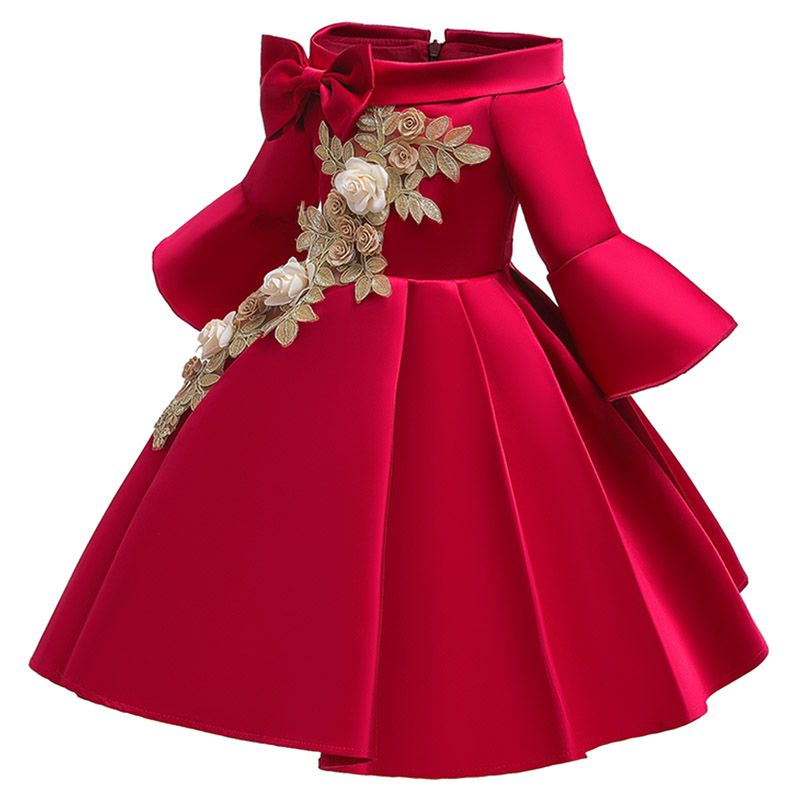 Sugar Rush - Appliqued Off Shoulder Party Dresses - Red