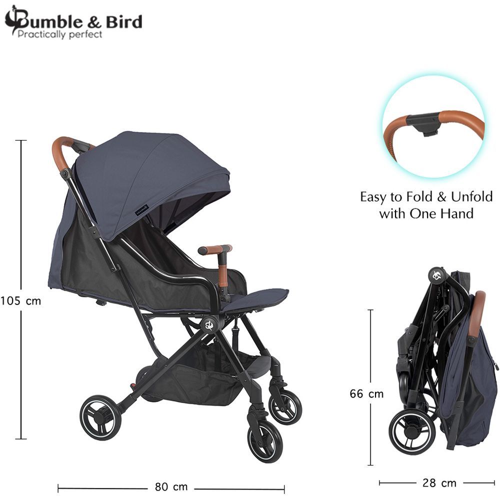 Bumble & Bird - Robin Lightweight Travel Stroller - Dark Grey