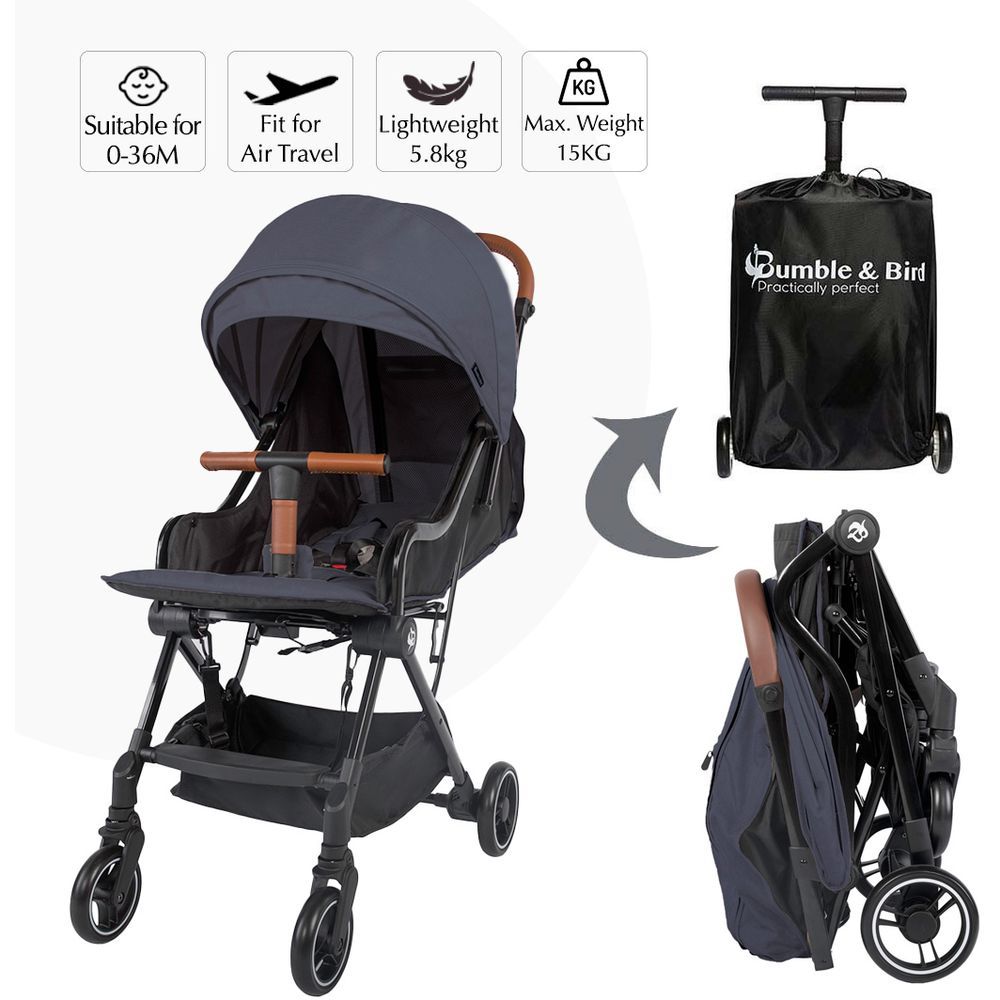 Bumble & Bird - Robin Lightweight Travel Stroller - Dark Grey