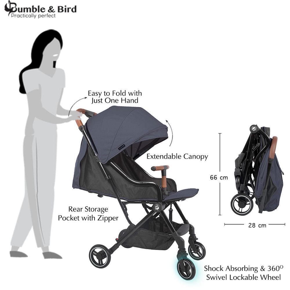 Bumble & Bird - Robin Lightweight Travel Stroller - Dark Grey