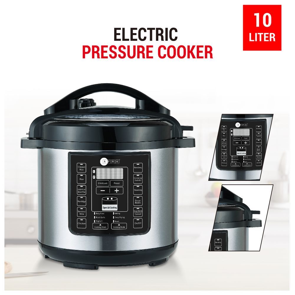 Afra - 12-in-1 Electric Pressure Cooker 10L 1400W - Silver