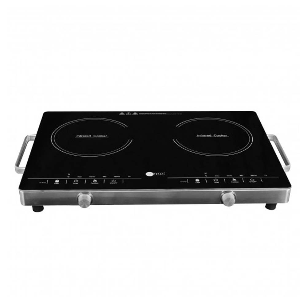 Afra - Infrared Double Cooktop W/Stainless Steel Body 3000W Black