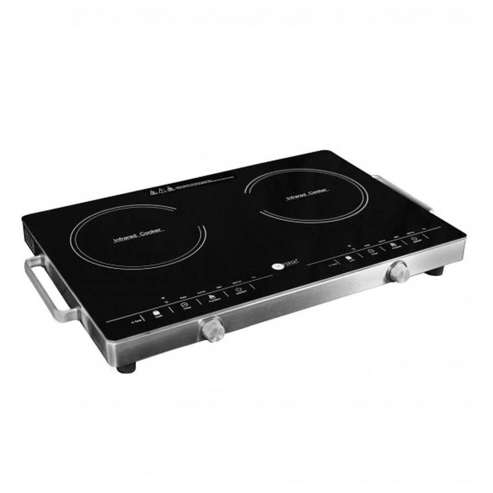 Afra - Infrared Double Cooktop W/Stainless Steel Body 3000W Black