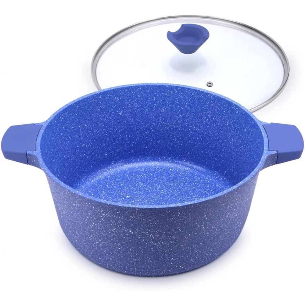 Balzano - Large Size Casserole Cooking Pot W/ Glass Lid 28cm - Blue