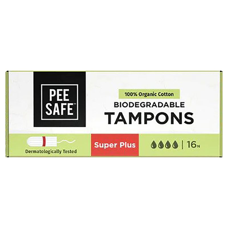 Pee Safe - Organic 100% Biodegradable Tampons - Super Plus - 16pcs