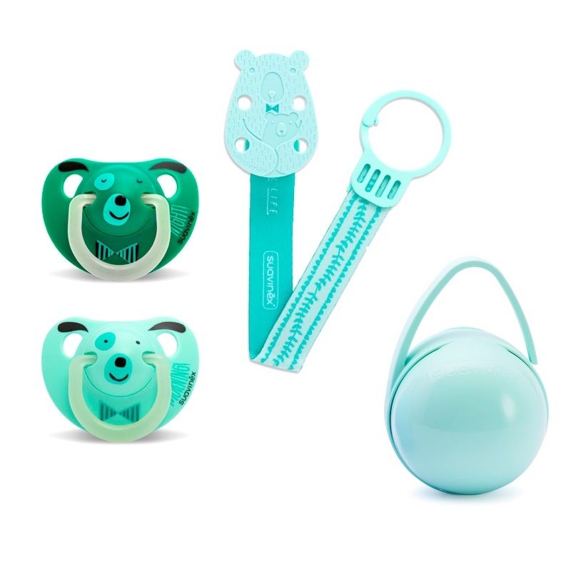 Suavinex - Anatomical Night Soother W/ Holder & Clip - Green